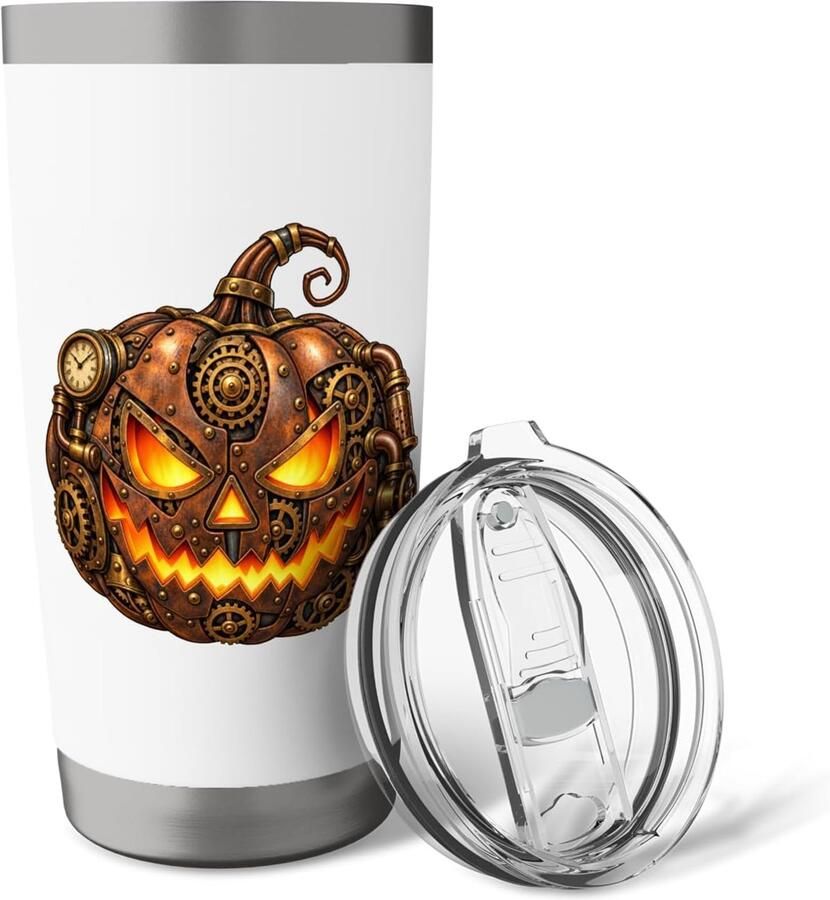 Thermosbeker met dubbele wand Halloween pompoen