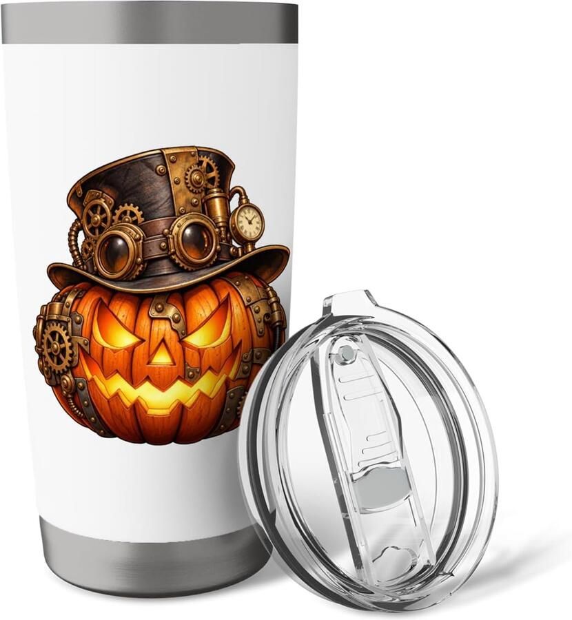 Thermosbeker met dubbele wand Halloween pompoen