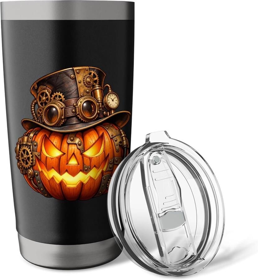 Thermosbeker met dubbele wand Halloween pompoen