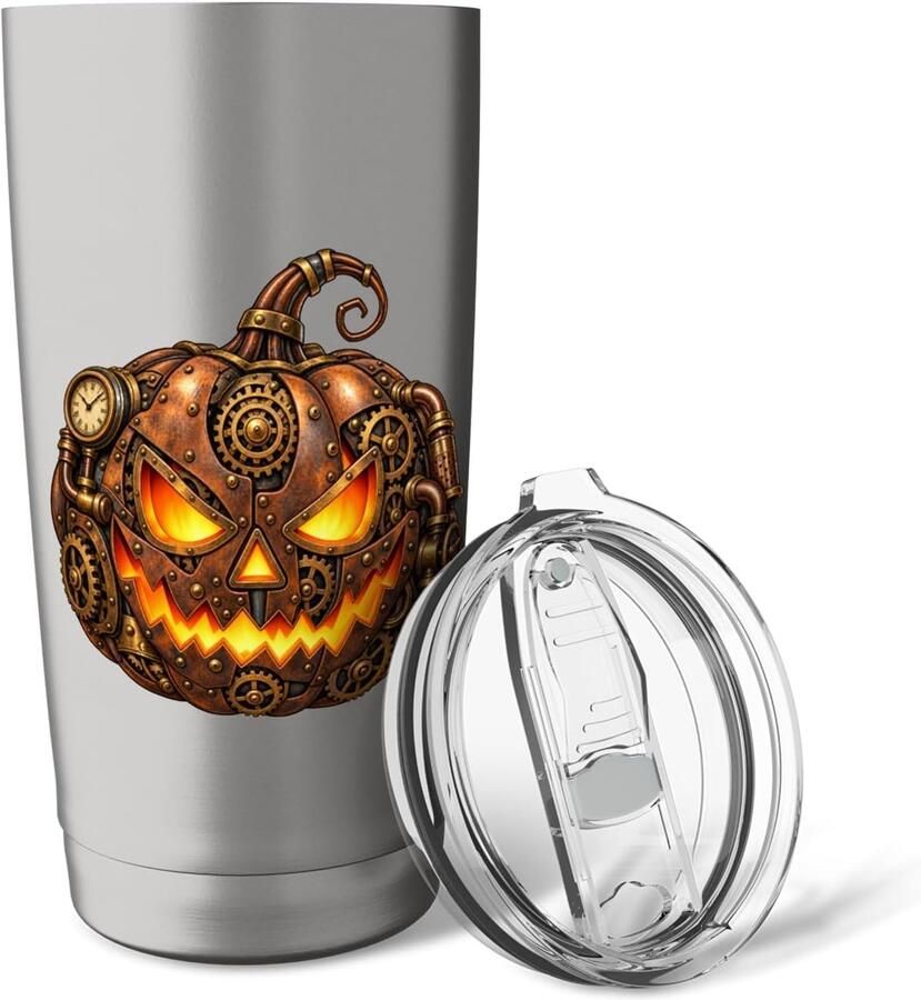 Thermosbeker met dubbele wand Halloween pompoen