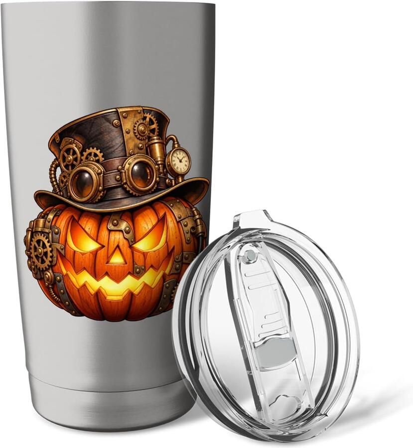 Thermosbeker met dubbele wand Halloween pompoen