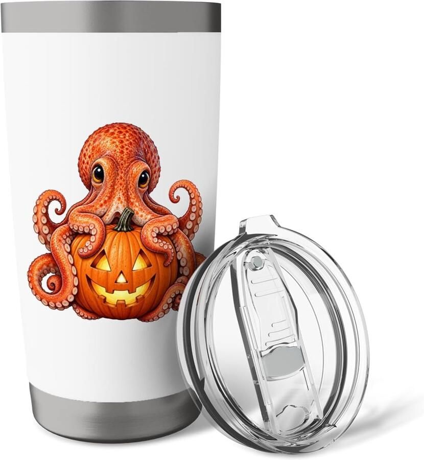 Thermosbeker met dubbele wand Halloween pompoen