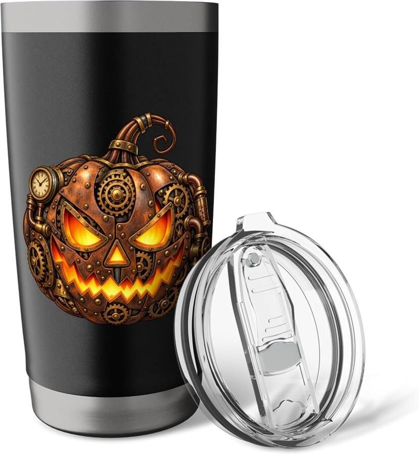 Thermosbeker met dubbele wand Halloween pompoen