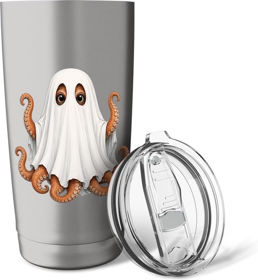 Thermosbeker met dubbele wand Halloweenoctopus