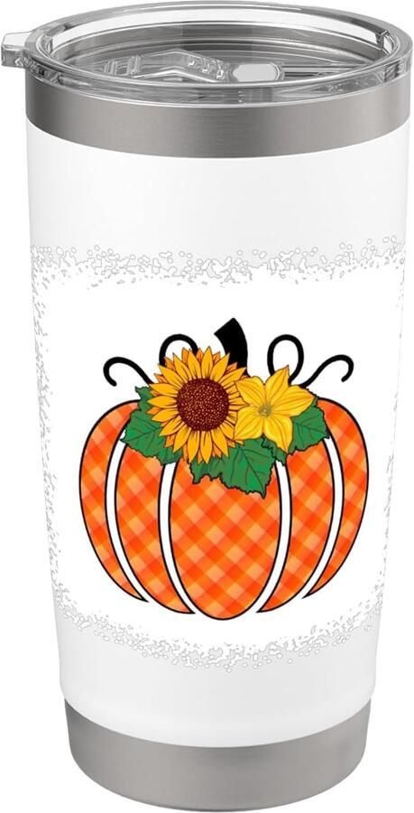 Thermosbeker met dubbele wand oranje Halloween buffelpatroon