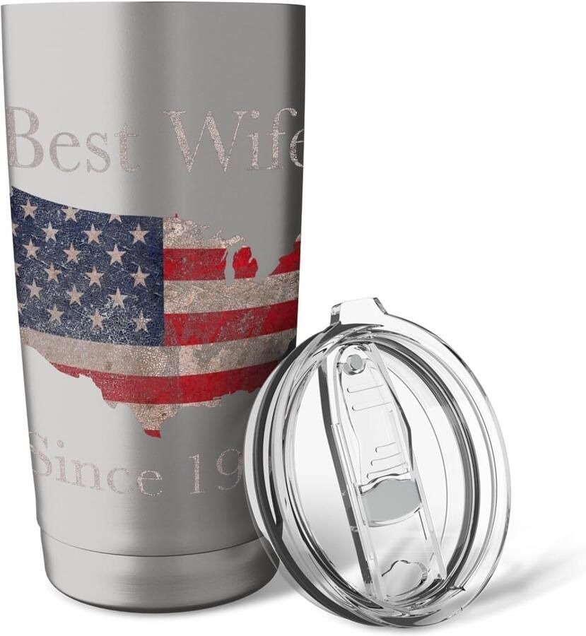Thermosbeker met dubbele wand vintage design Amerikaanse vlag
