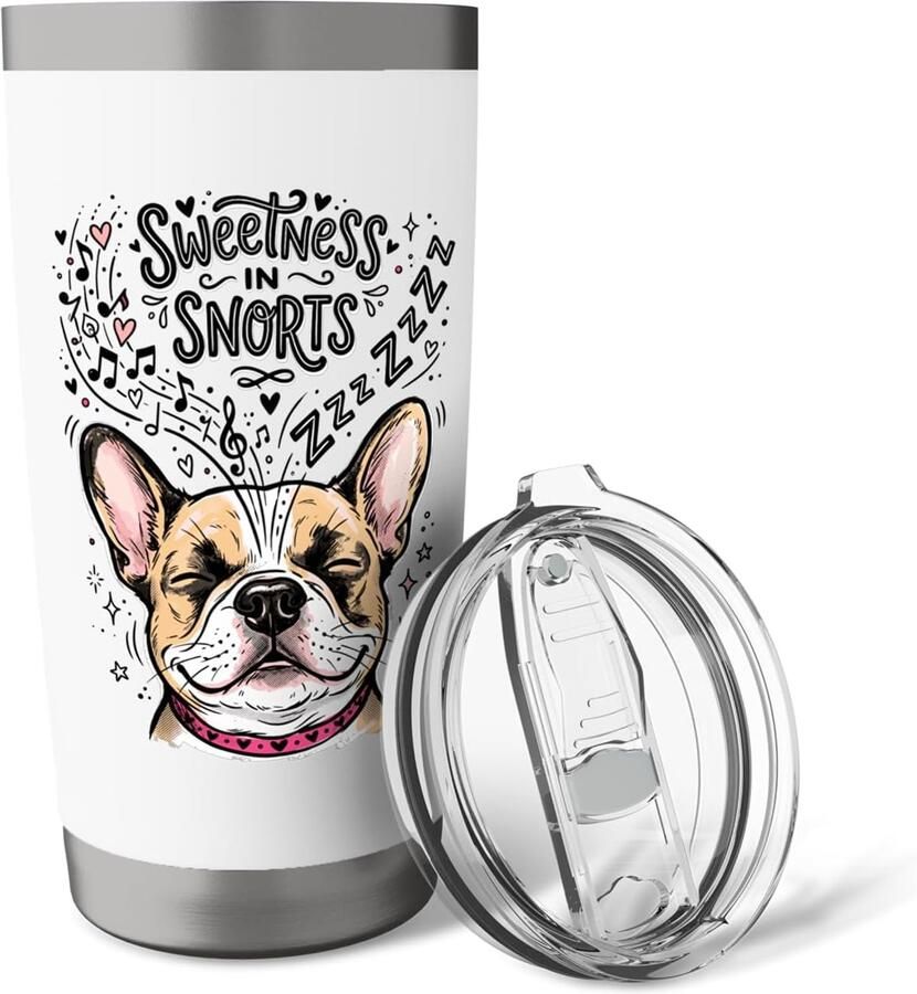 Thermosbeker met Franse Bulldog die snurkt