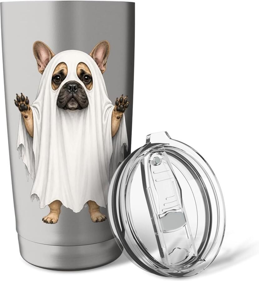 Thermosbeker met Franse Bulldog voor Halloween