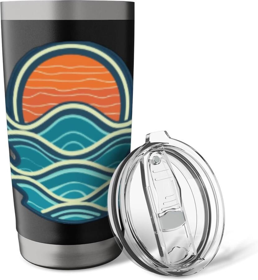 Thermosbeker met golvende strandprint
