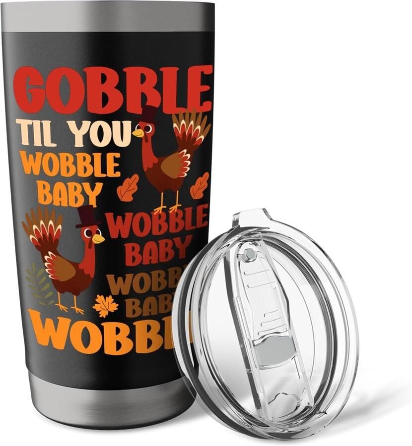 Thermosbeker met grappige kalkoen voor Thanksgiving