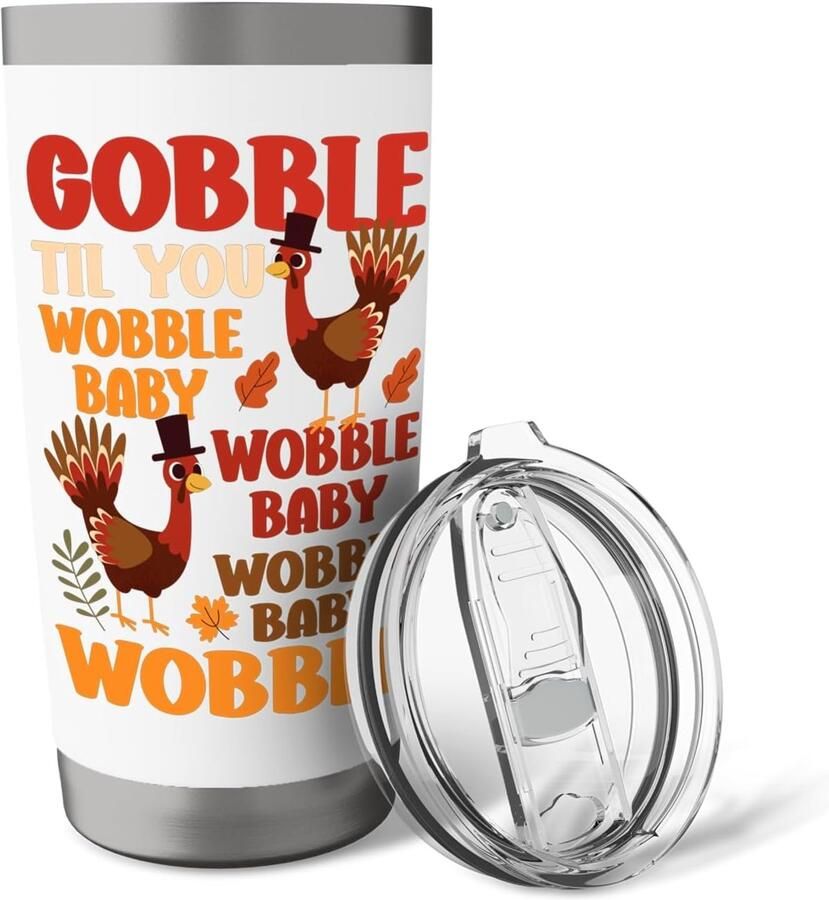 Thermosbeker met grappige kalkoen voor Thanksgiving