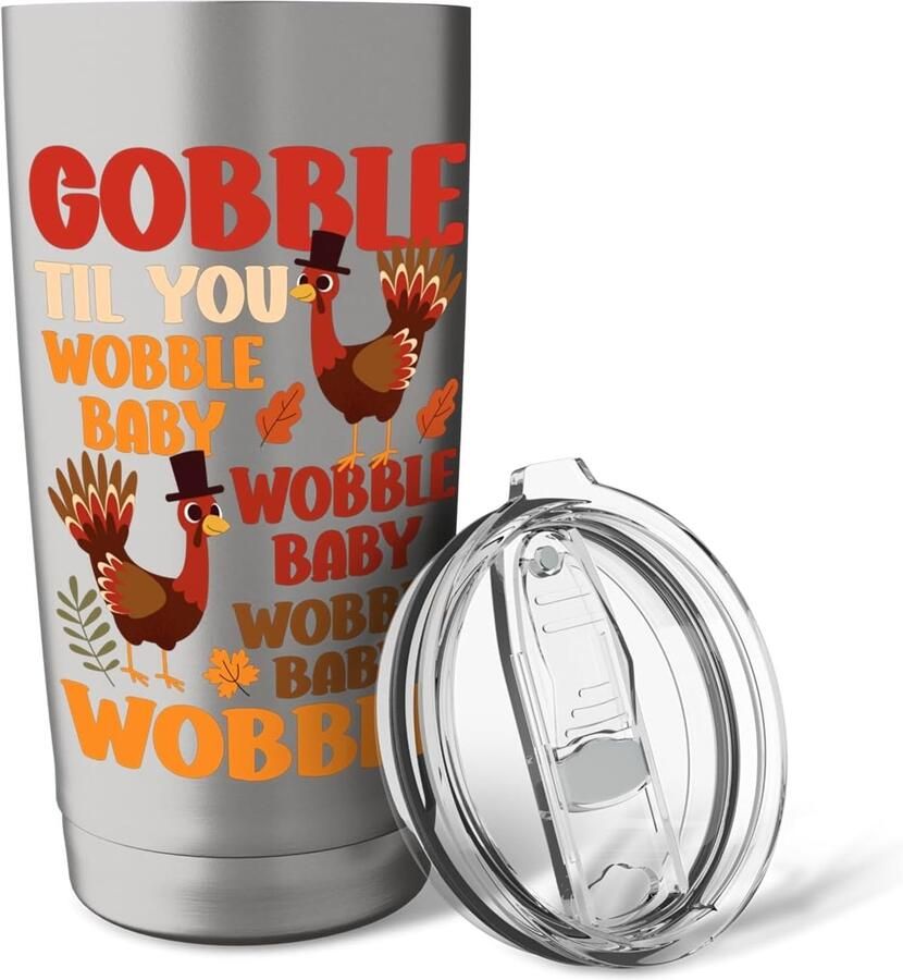 Thermosbeker met grappige kalkoen voor Thanksgiving