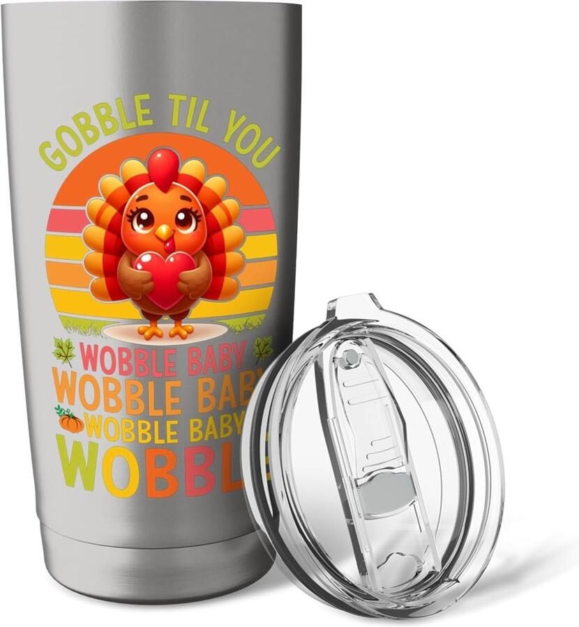 Thermosbeker met grappige kalkoen voor Thanksgiving