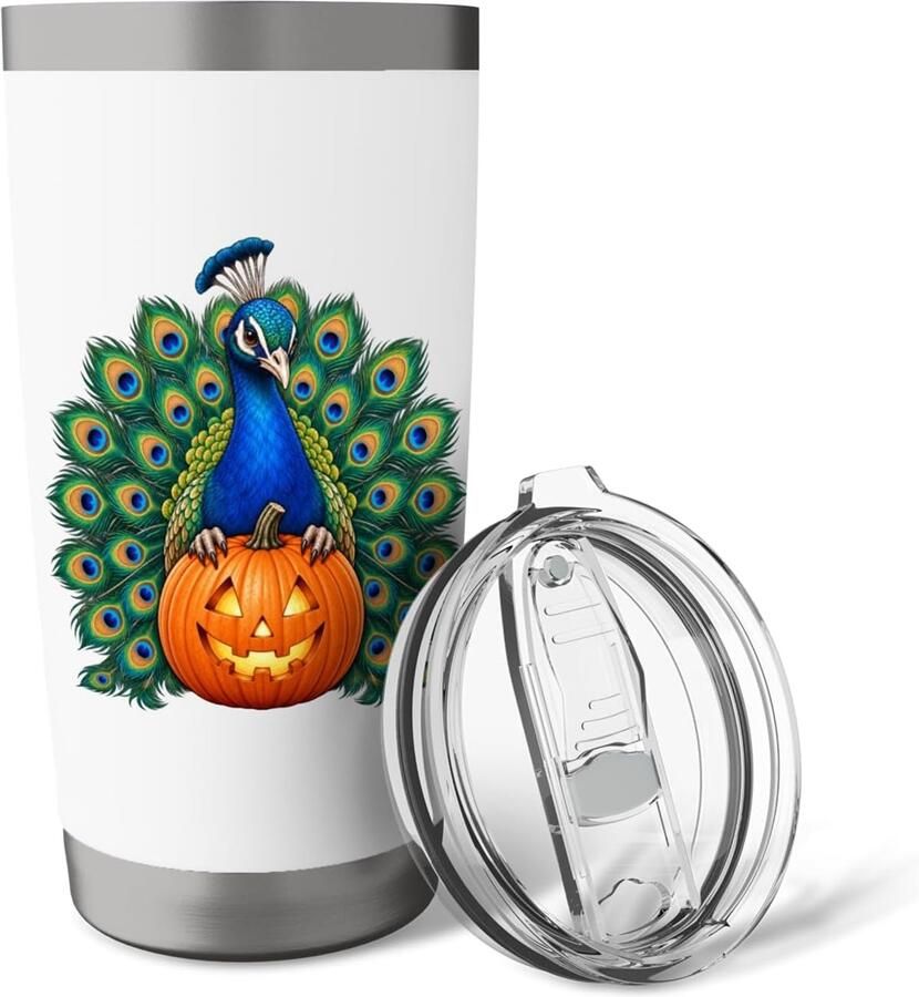 Thermosbeker met grappige pompoen voor Halloween