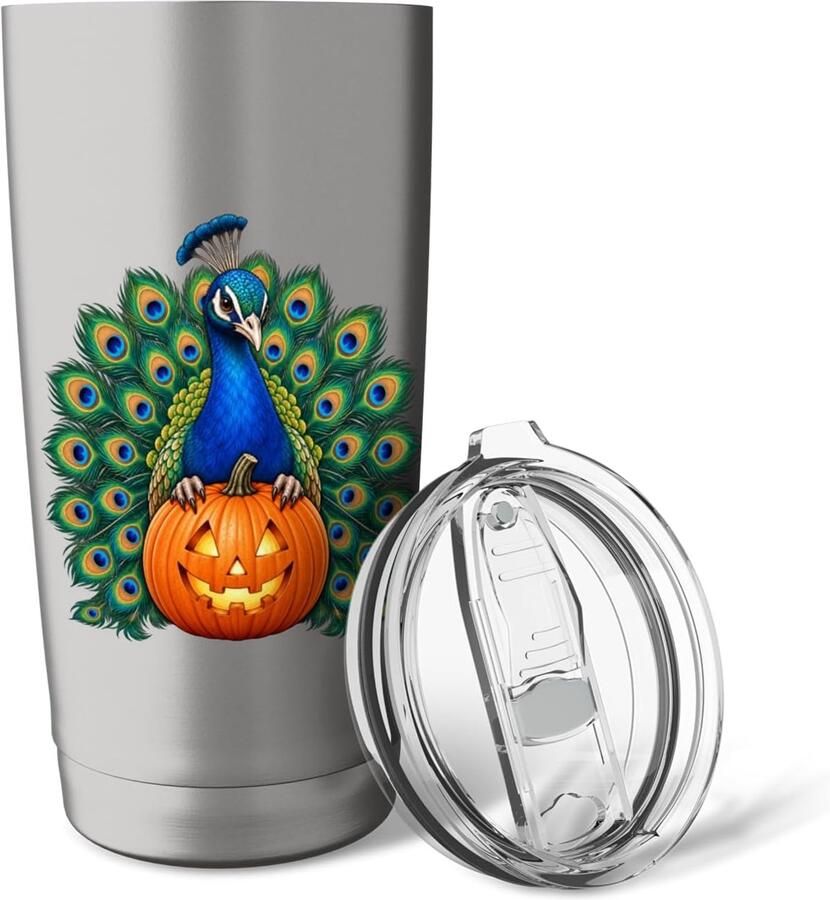 Thermosbeker met grappige pompoen voor Halloween