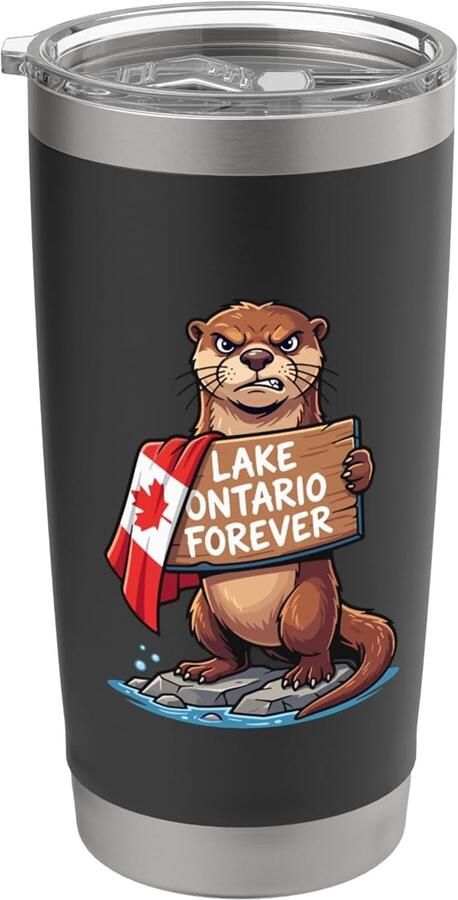 Thermosbeker met grappige tekst over de Ontariomeer