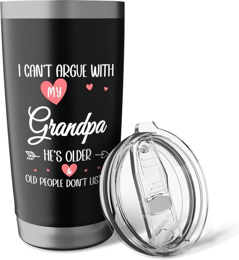 Thermosbeker met grappige tekst voor opa