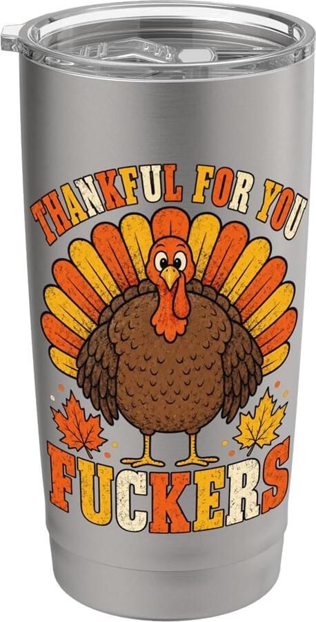 Thermosbeker met grappige tekst voor Thanksgiving