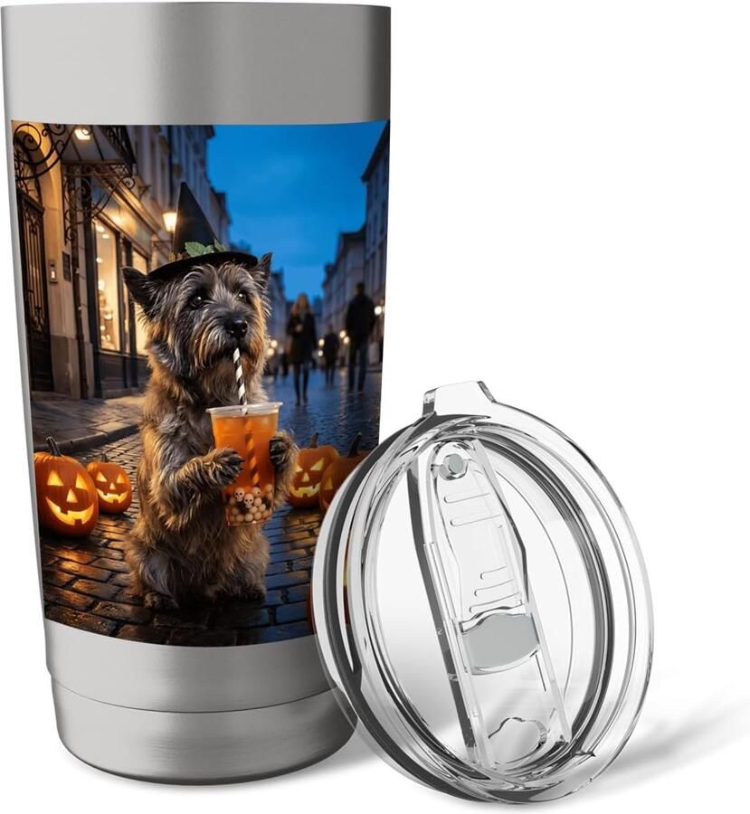 Thermosbeker met Halloween-hondendesign