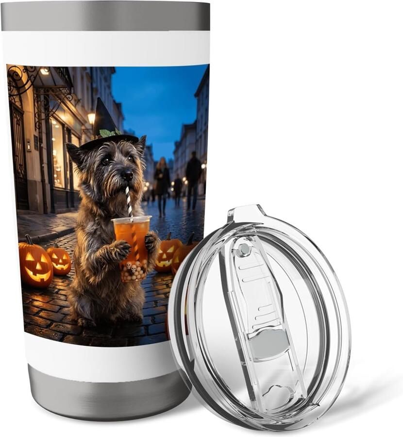 Thermosbeker met Halloween-hondendesign