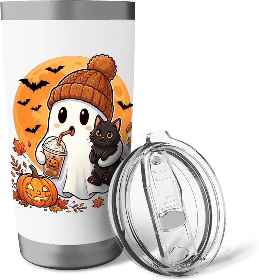 Thermosbeker met Halloween pompoen voor koude dranken