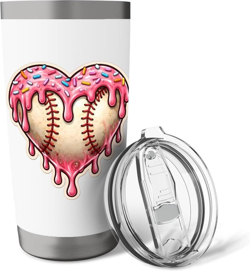 Thermosbeker met hartvormige ijsblokjes voor softbal