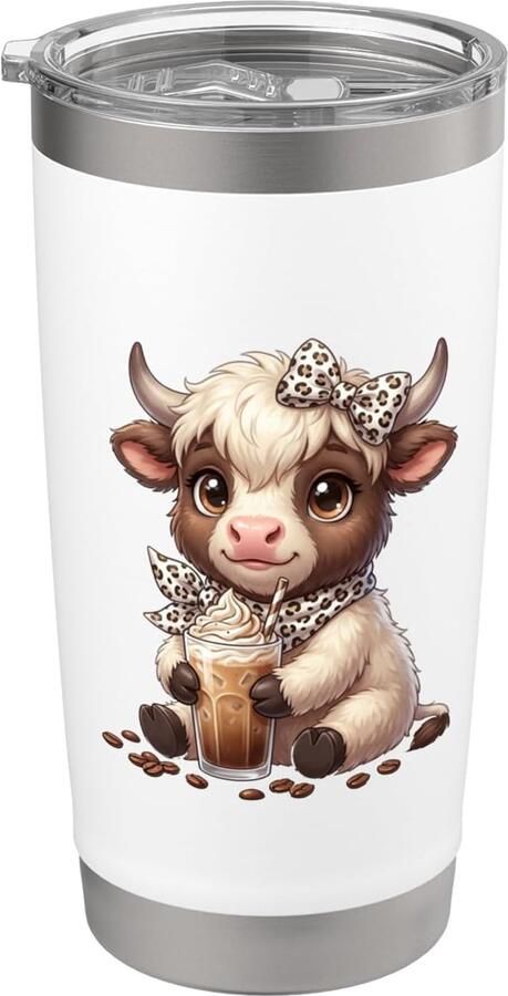 Thermosbeker met Highland Cow voor ijs koffie