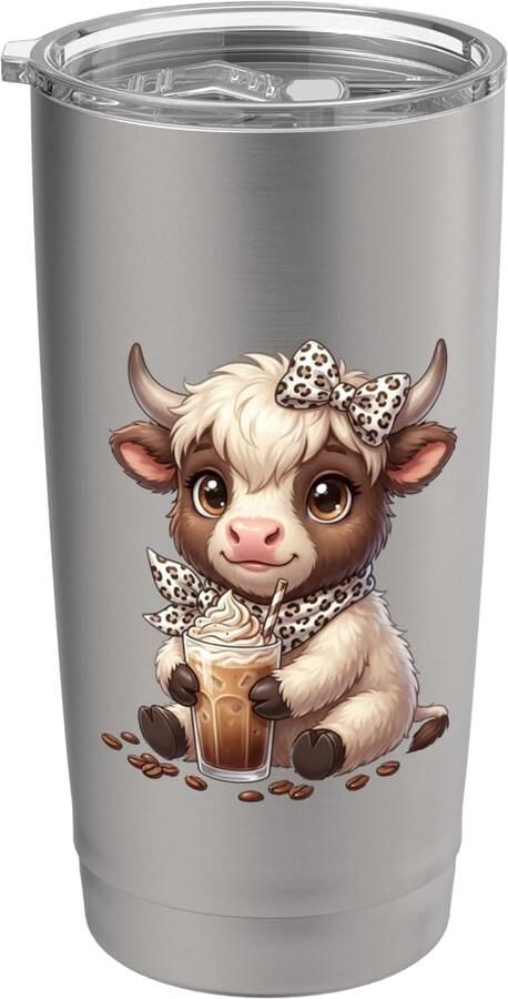 Thermosbeker met Highland Cow voor liefhebbers van ijskoffie
