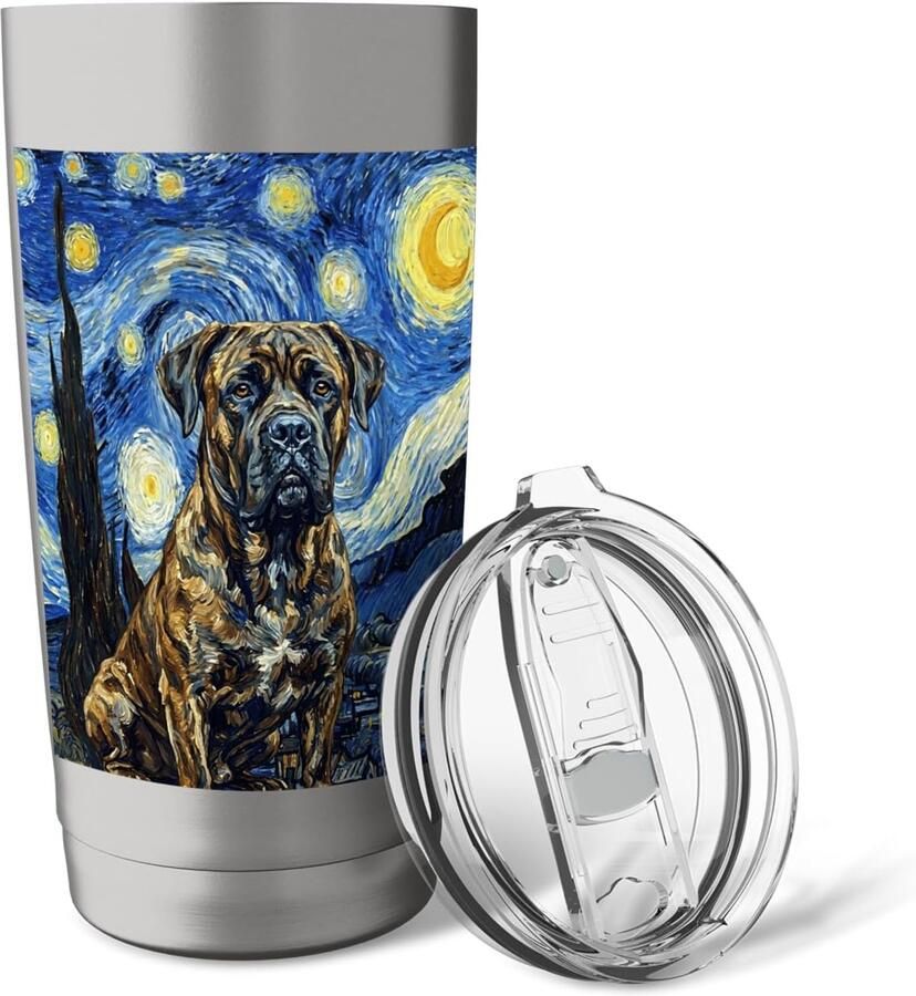 Thermosbeker met hond en sterrenhemel