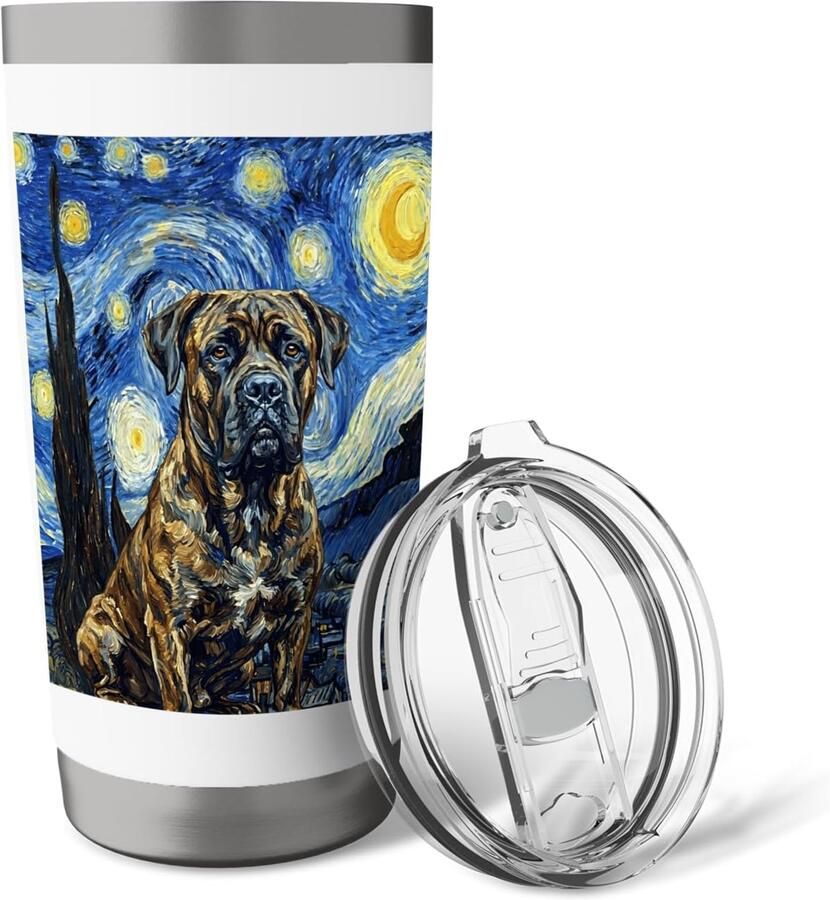 Thermosbeker met hond en sterrennacht