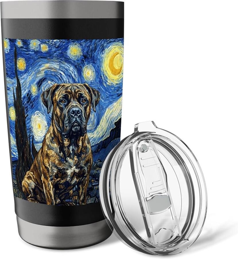 Thermosbeker met hond en sterrennacht