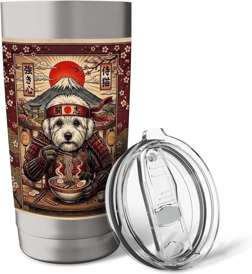 Thermosbeker met hondenramen kawaii-design