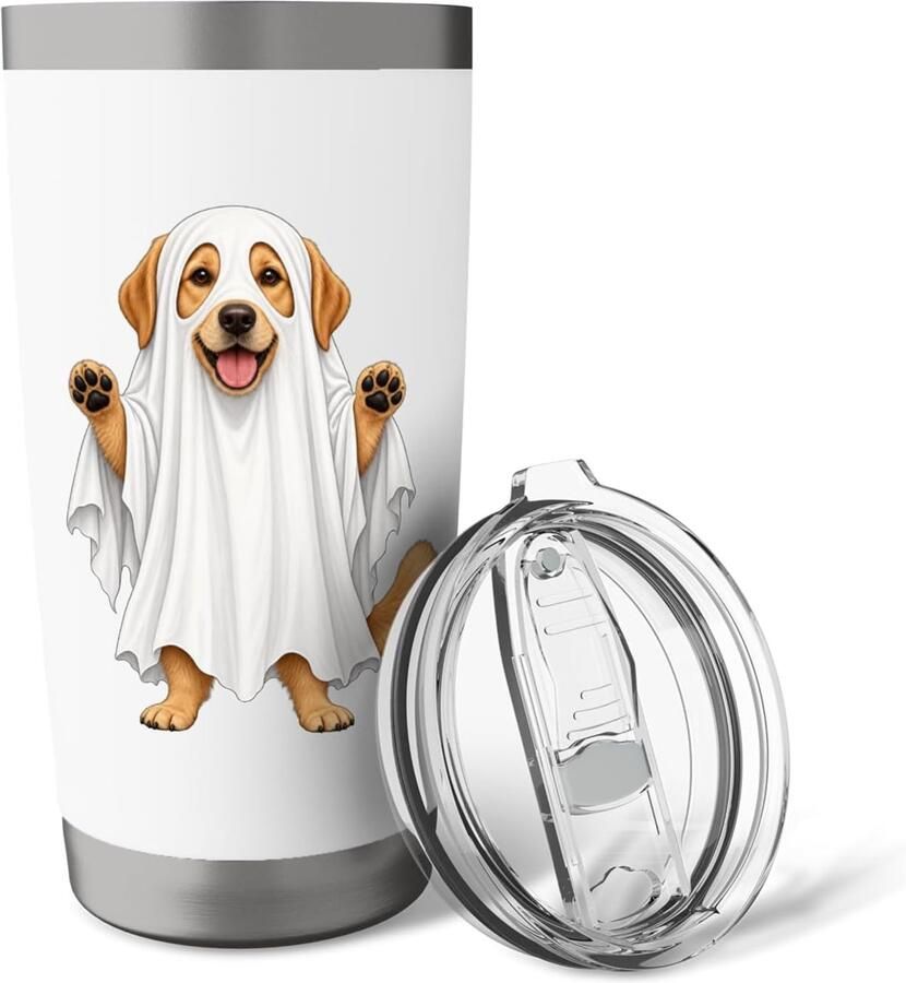 Thermosbeker met Labrador-spook Halloween-design