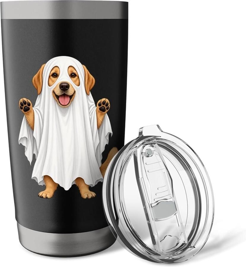 Thermosbeker met Labrador-spook Halloween-design