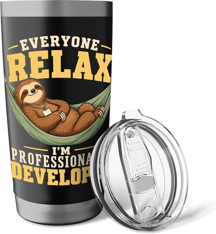 Thermosbeker met luilaktige sloth-print