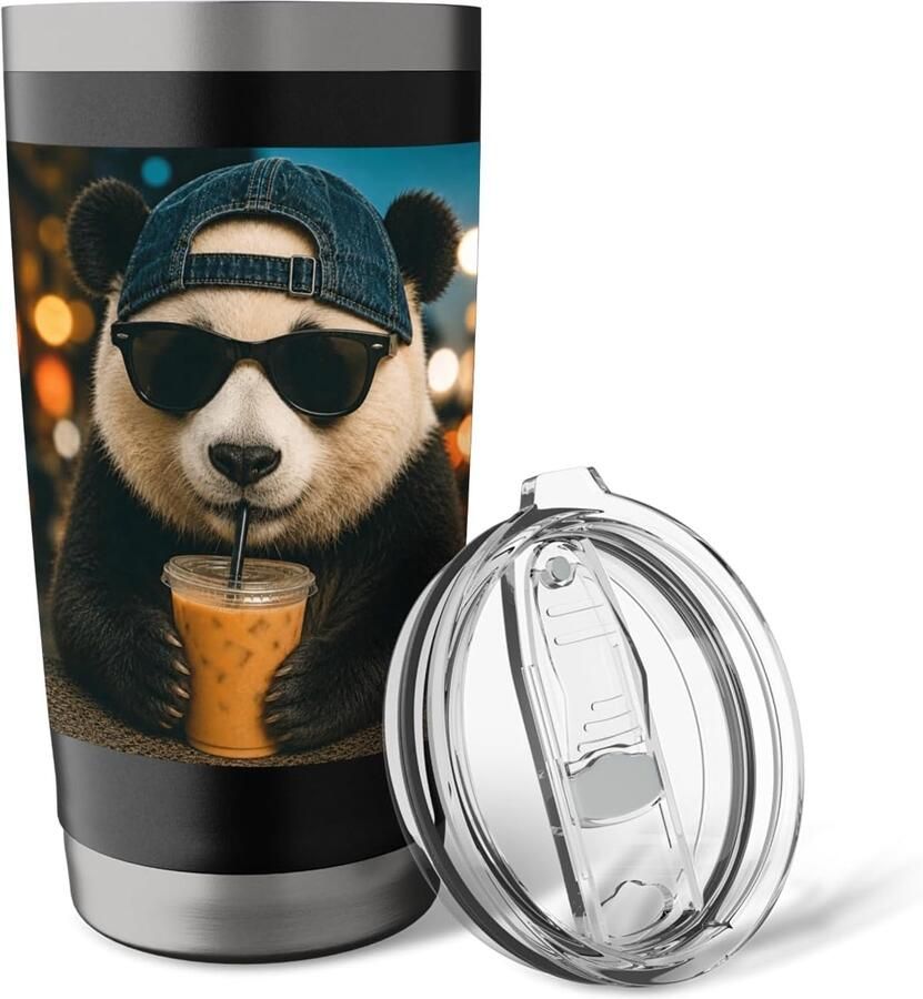 Thermosbeker met panda voor ijskoffie