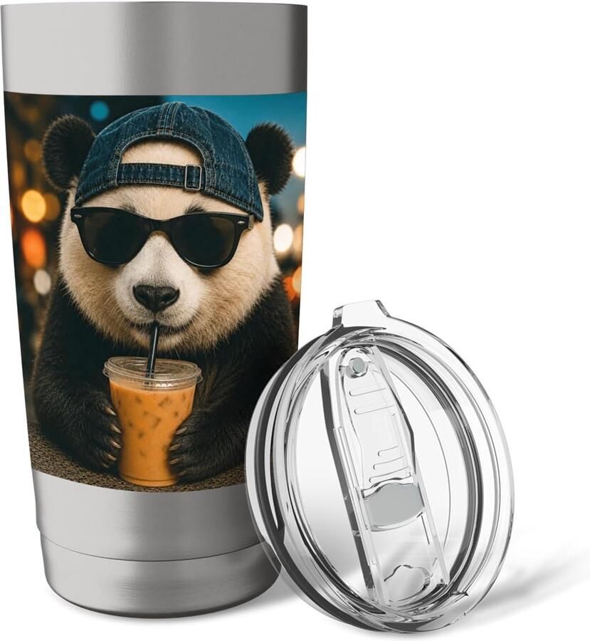 Thermosbeker met panda voor ijskoffie