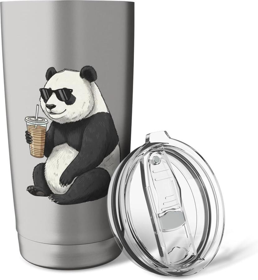 Thermosbeker met panda voor ijskoffie