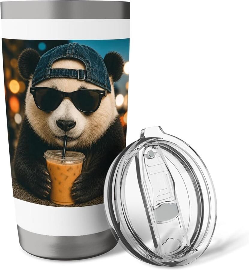 Thermosbeker met panda voor ijskoffie