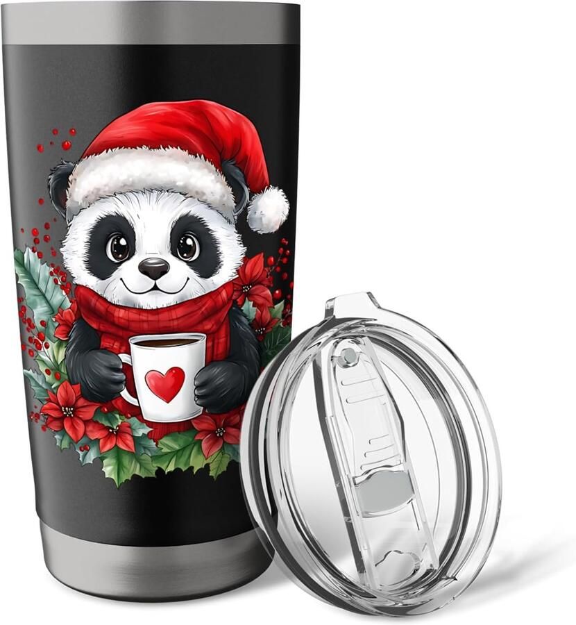 Thermosbeker met panda voor Kerstmis