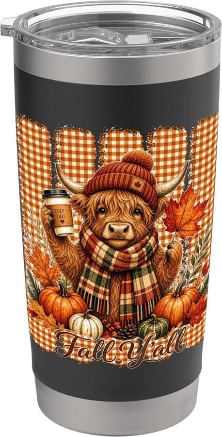 Thermosbeker met ruitjespatroon herfst
