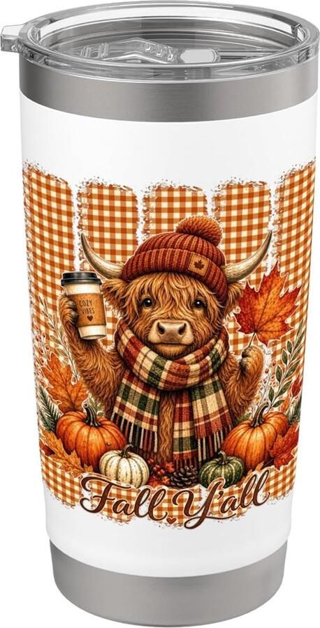 Thermosbeker met ruitjespatroon herfst
