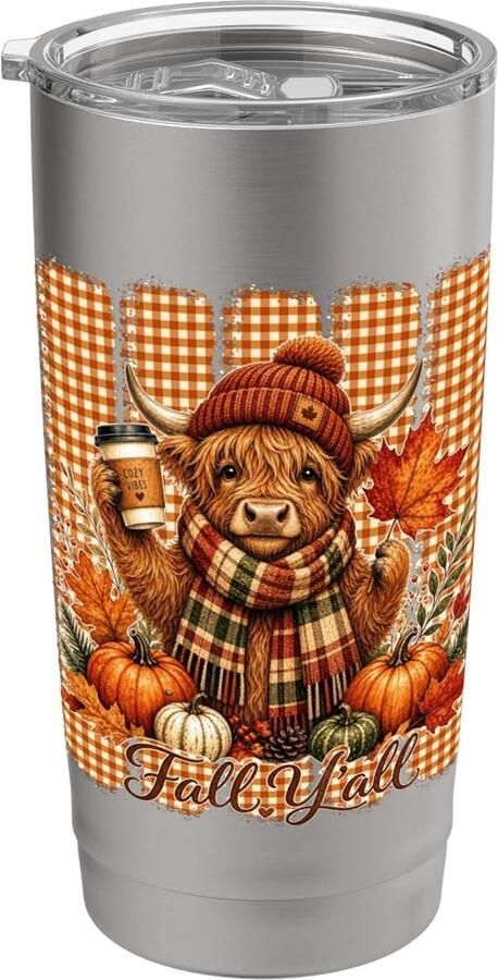 Thermosbeker met ruitjespatroon herfst