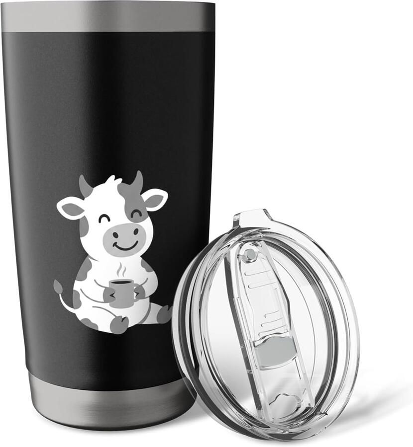 Thermosbeker met winterkoe en warme drank