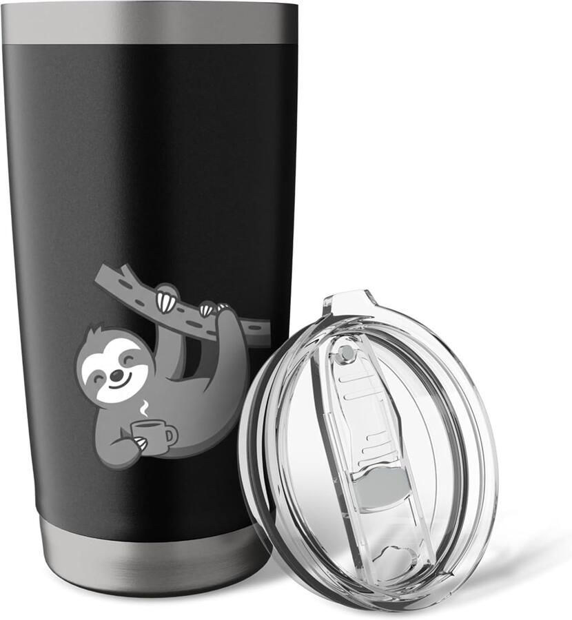 Thermosbeker met winterontwerp en warme drank