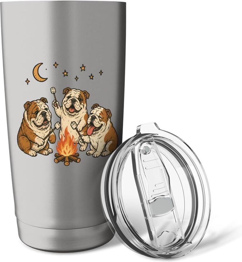 Thermosbeker voor camping met bulldog