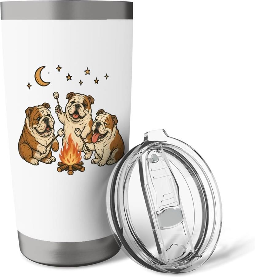 Thermosbeker voor camping met bulldog