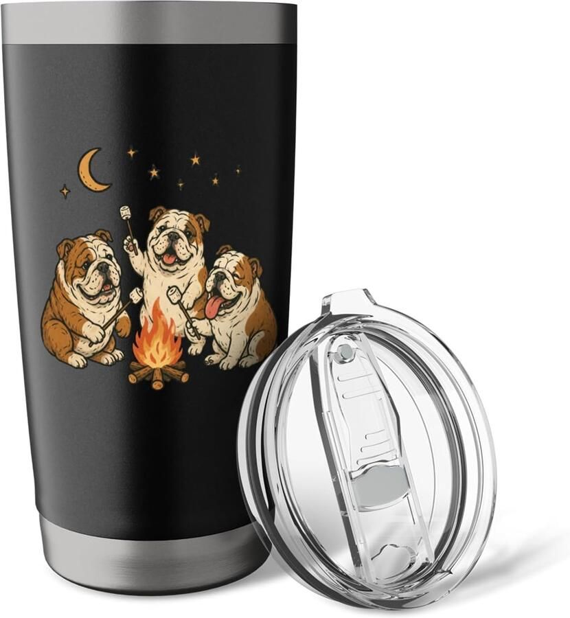 Thermosbeker voor camping met bulldog