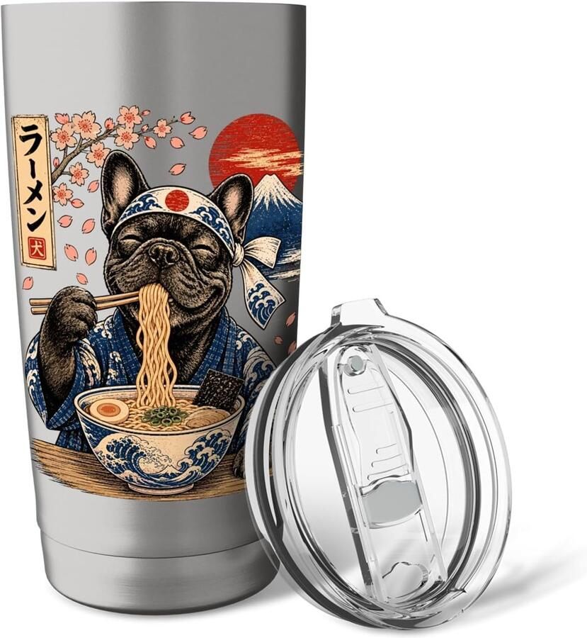 Thermosbeker voor Franse Bulldog dubbelwandig RVS