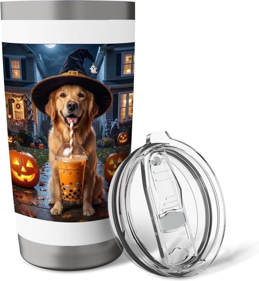 Thermosbeker voor hond Halloween 2-delig roestvrij staal